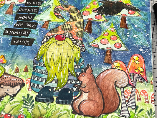 Gnomes Woodland Art Journal Page