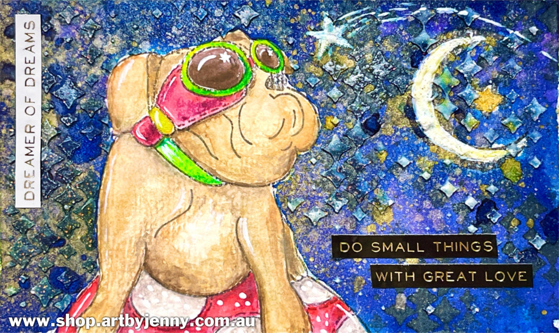 Starry Eyed Churchill - Stamping with Watercolour