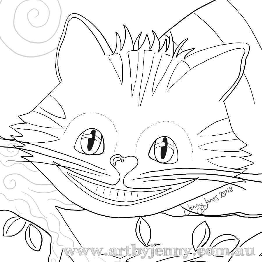 The Magical Cheshire Cat - FREE Template to Colour and Paint