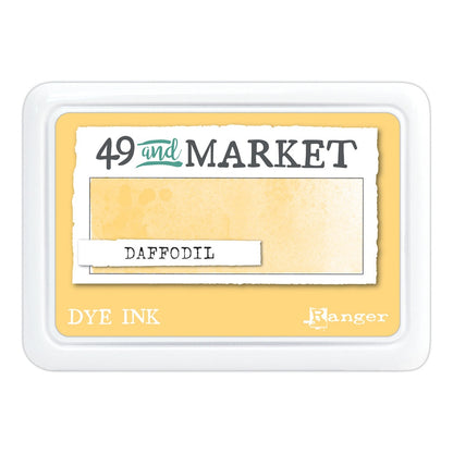 Daffodil (yellow) - Dye Ink Pad ... by 49 and Market, made by Ranger - Choose from 15 (fifteen) colours of highly pigmented dye-based blendable ink to use on paper and cardstock for journaling, cardmaking, scrapbooking, collage, mixed media, papercrafting adventures of all kinds. Stamp pad size is 3.88" x 2.75". Unlock endless creative possibilities with 49 and Market's highly pigmented dye ink manufactured by Ranger Ink in the USA. 