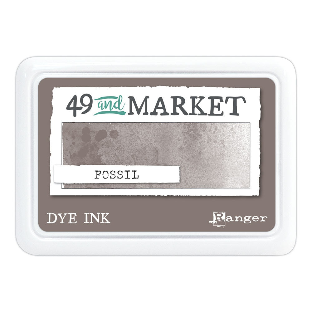 Fossil (warm brown-grey) - Dye Ink Pad ... by 49 and Market, made by Ranger - Choose from 15 (fifteen) colours of highly pigmented dye-based blendable ink to use on paper and cardstock for journaling, cardmaking, scrapbooking, collage, mixed media, papercrafting adventures of all kinds. Stamp pad size is 3.88" x 2.75". Unlock endless creative possibilities with 49 and Market's highly pigmented dye ink manufactured by Ranger Ink in the USA. 