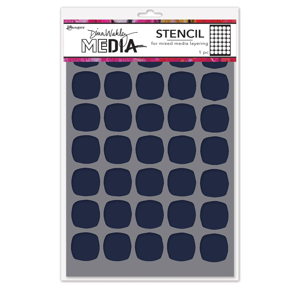 Small Squovals - Stencil - Dina Wakley MEdia ... Rectangular stencil with a fabulous design of squares with rounded corners to make them almost round. Use for layering colour, texture and patterns in mixed media, visual arts and papercrafts. 1 (one) piece 6" x 9". MDS94012