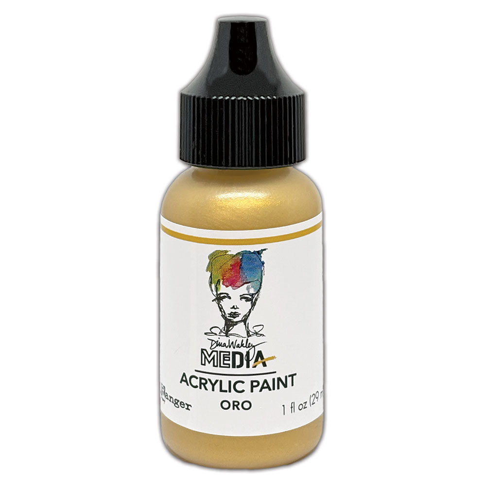 Dina Wakley MEdia - Acrylic Paint - 1oz Bottle - Any 1 Colour - PreOrder Oro Soon!