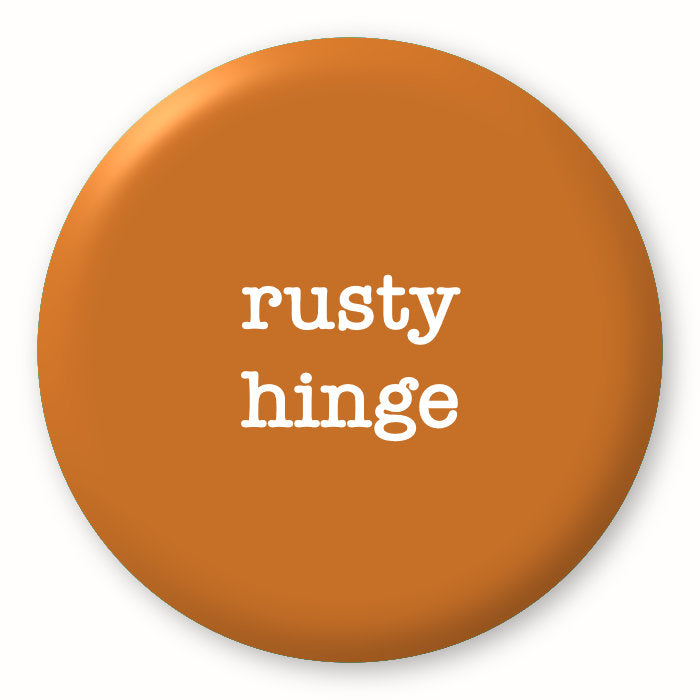 Rusty Hinge - Tim Holtz Distress by Ranger - Image of a round spot with the colour name in the centre. To coincide with your choice of colour when purchasing Distress Paint, Spray Stain, Oxide Spray, Ink Pad, Oxide Ink Pad, Reinker, Oxide Reinker, Embossing Glaze, or Archival Reinker from Art by Jenny Online Shop in Australia. Please note, while we have taken care to show a close representation, the colour may vary between screens or different mediums (inks, oxides, etc).