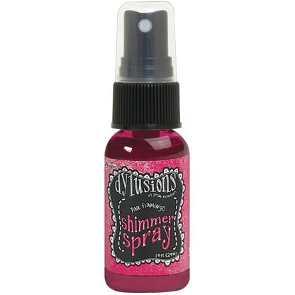photo of Pink Flamingo - Dylusions by Dyan Reaveley Shimmer Spray by Ranger . A gorgeous range of vibrant, mica rich, pearlescent and shimmery, colourful inks by Ranger. A watersoluble infusion of richly pigmented and or metallic mica blended into Dylusions ink with fine nozzle sprayer. Dylusions Shimmer Sprays are designed to meet Dyan Reaveley's specifications for art journaling and mixed media.