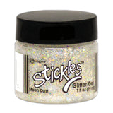 Moon Dust (clear sparkly)  - Stickles Glitter Gel ... by Ranger - a thick tacky gel matte medium with an abundance of glittery goodness (glitters, speckles, sequins floating in clear and tinted gel mediums), available in 13 beautiful colours. Stickles Gel is a 1 fl oz (29ml) wide opening jar.