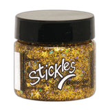 Solar Flare (golden)  - Stickles Glitter Gel ... by Ranger - a thick tacky gel matte medium with an abundance of glittery goodness (glitters, speckles, sequins floating in clear and tinted gel mediums), available in 13 beautiful colours. Stickles Gel is a 1 fl oz (29ml) wide opening jar.