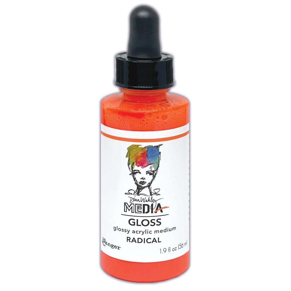 Radical Orange - New Neon Gloss Acrylic Paint - Choose any 1 (one) colour ... by Dina Wakley MEdia and Ranger Ink. Each bottle holds 1.9 fl oz (56ml) of colourful acrylic paint with the viscosity of thick ink. These beautiful sprays are an opaque (gives good coverage) acrylic spray that dries to a smooth glossy finish. Spray onto all your creations - mixed media, art Journals, through stencils, over masks, onto Chipboard Shapes, artboards and other porous surfaces.