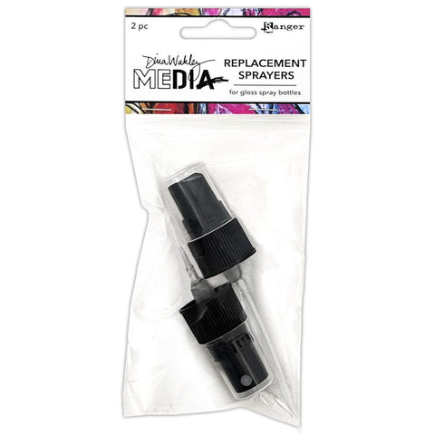 Gloss Spray Replacement Sprayers - by Dina Wakley MEdia and Ranger ... sprayer nozzles with lid to use with Dina Wakley MEdia Gloss Spray bottles (sold separately). Pack of 2 (two) sprayer tops, each 105mm long.  These sprayer nozzles with long straw and clear lids fit all the Ranger 1.9 fl oz (56ml) spray bottles, including the Dina Wakley MEdia Gloss Acrylic Spray Paints. Includes a resealable plastic storage bag.