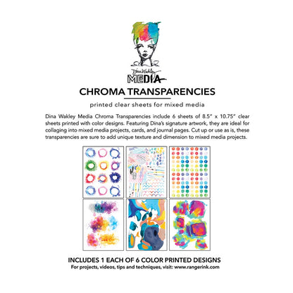 Dina Wakley Media - Chroma Transparencies - Painted Elements - 6 Sheets - NEW!