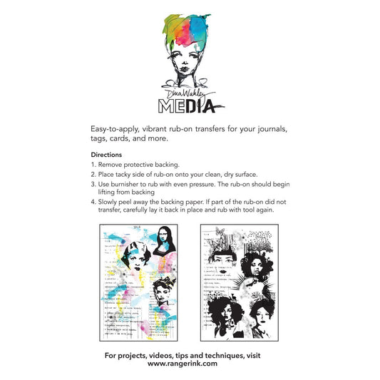 Dina Wakley Media - Rubon Transfers - On Their Mind - 2 Sheets - NEW!
