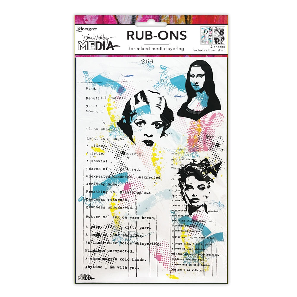 Dina Wakley Media - Rubon Transfers - On Their Mind - 2 Sheets - NEW!