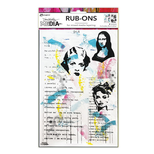 Dina Wakley Media - Rubon Transfers - On Their Mind - 2 Sheets - NEW!