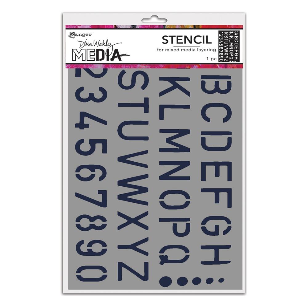 Old School Alpha - Stencil - Dina Wakley MEdia ... Rectangular stencil with cutout lettering an uppercase alphabet and numberals with a row of dots. Use for layering colour, texture and patterns in mixed media, visual arts and papercrafts. 1 (one) piece 6" x 9".&nbsp;

Layer this fantastic pattern by Dina Wakley and add an alphabetical numerical pattern onto your artwork or use the individual characters to write your words, thoughts, quotes, numbers or codes. 