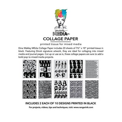 Dina Wakley Media - Collage Tissue Paper - Bold - 20 Sheets - NEW!