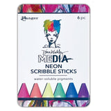 Ultra Bright Neon Colours - Dina Wakley MEdia and Ranger's Scribble Sticks are versatile, high quality pigments in the shape of a crayon, which sketch like hard pastels and are water-soluble like watercolour pencils. Use these gorgeous colours of scribble sticks to create watercolour backgrounds,&nbsp; create bold, layered designs, doodles, making paint with water pages, colouring in, and making painterly marks everywhere.
