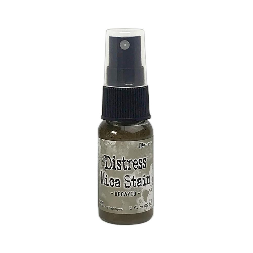 Decayed - Distress Mica Stain Spray - by Tim Holtz... multi-toned colours of pearlescent shimmery pigment ink fusion in a sprayer bottle, each holding 29ml (1oz). To use in mixed media, papercrafts, journaling, planners, scrapbooking, visual arts of all kinds. 
