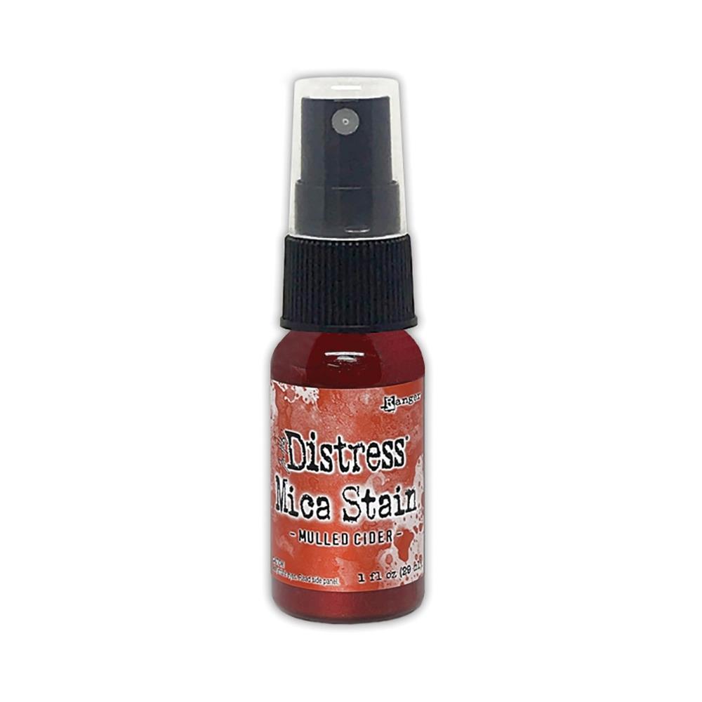 Mulled Cider (warm red)  - Distress Mica Stain Spray - by Tim Holtz... multi-toned colours of pearlescent shimmery pigment ink fusion in a sprayer bottle, each holding 29ml (1oz). To use in mixed media, papercrafts, journaling, planners, scrapbooking, visual arts of all kinds. 