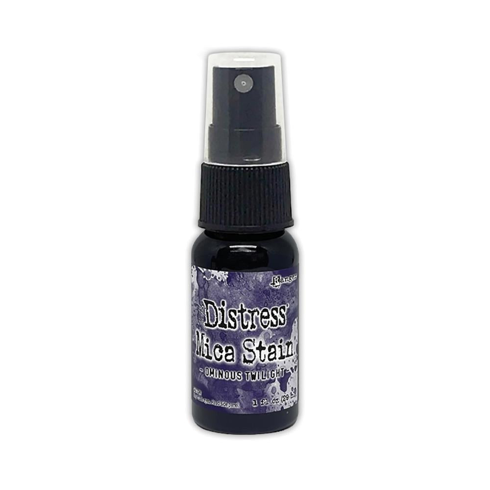 Ominous Twilight (darkest purple) - Distress Mica Stain Spray - by Tim Holtz... multi-toned colours of pearlescent shimmery pigment ink fusion in a sprayer bottle, each holding 29ml (1oz). To use in mixed media, papercrafts, journaling, planners, scrapbooking, visual arts of all kinds. 