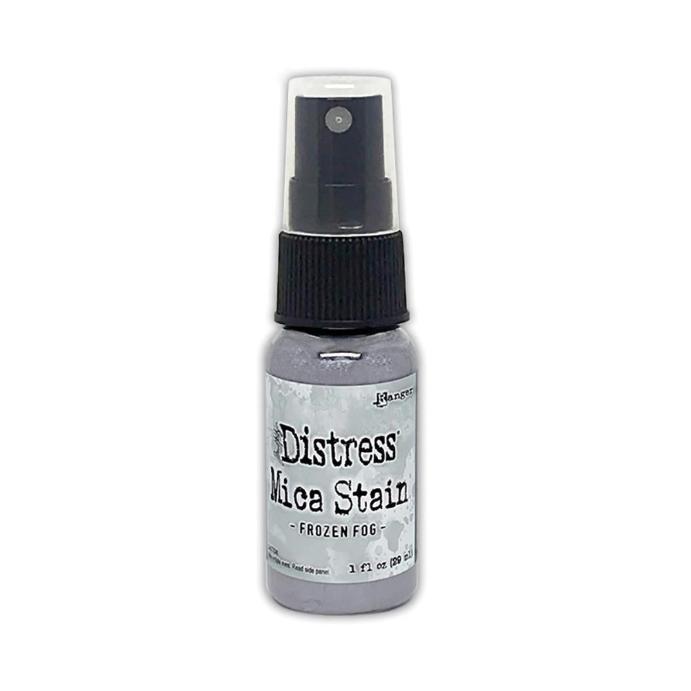 Frozen Fog (pale silvery grey) - Distress Mica Stain Spray - by Tim Holtz... multi-toned colours of pearlescent shimmery pigment ink fusion in a sprayer bottle, each holding 29ml (1oz). To use in mixed media, papercrafts, journaling, planners, scrapbooking, visual arts of all kinds. 
