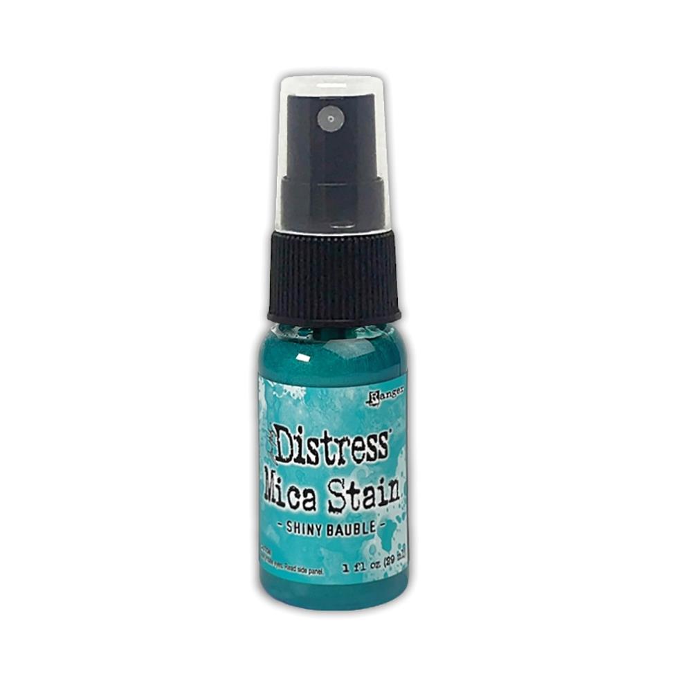 Shiny Bauble (pretty blue) - Distress Mica Stain Spray - by Tim Holtz... multi-toned colours of pearlescent shimmery pigment ink fusion in a sprayer bottle, each holding 29ml (1oz). To use in mixed media, papercrafts, journaling, planners, scrapbooking, visual arts of all kinds. 