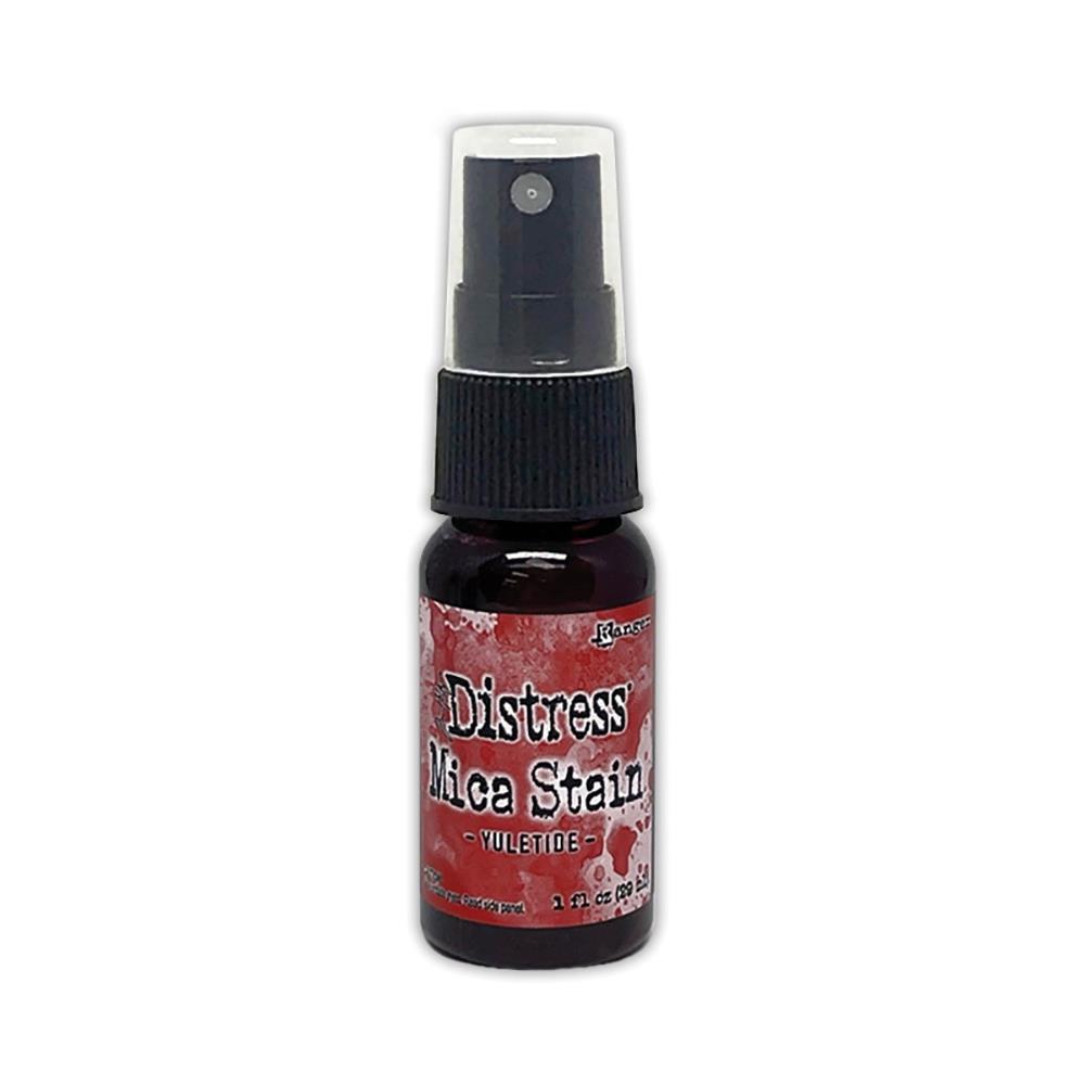 Yuletide (Christmas red)  - Distress Mica Stain Spray - by Tim Holtz... multi-toned colours of pearlescent shimmery pigment ink fusion in a sprayer bottle, each holding 29ml (1oz). To use in mixed media, papercrafts, journaling, planners, scrapbooking, visual arts of all kinds. 