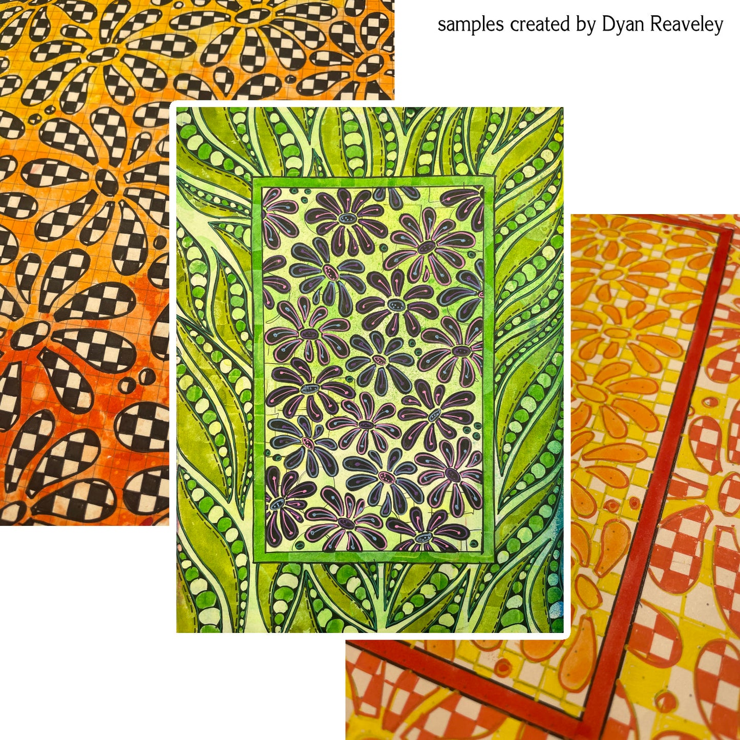 Dylusions Stencil - Small 5x8 - Field of Daisies - NEW!