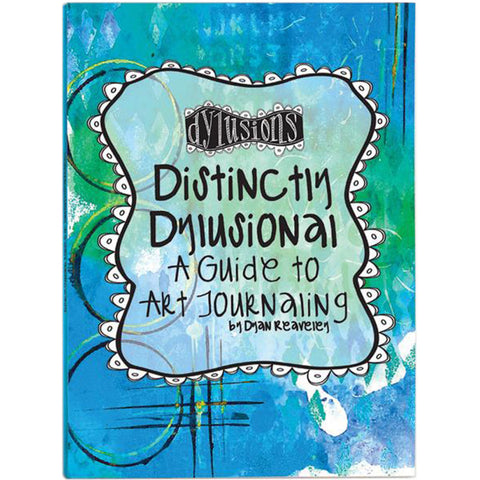 Dyan Reaveley's book "Distinctly Dylusional, a Guide to Art Journaling" is perfect for everyone including beginners and advanced skill levels, all ages and all abilities. 84 pages, softcover, technical how-to book of information, instructions and photographs. Educational, informative, fun to try. Photo of the book cover. Published in 2014 by Dyan Reaveley and Ranger Industries Soft cover, 84 pages Dimensions: 216mm x 280mm x 5mm ISBN: 9780692292266