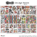 Collage Paper - set 4 ... Dylusions by Dyan Reaveley.  24 (twenty four) sheets, single sided matte white paper with 16 (sixteen) pages of full sized designs and 8 (eight) pages of half sized designs. Sheet size is 8.5" x 11".   Create bold colourful artwork using these fabulous collage sheets by Dyan Reaveley, featuring designs perfect for all our days -  heads in hands, frames, quotes, patchwork roses, stylish shoes on long legs, zebra wearing red stripes, paper dolls and more
