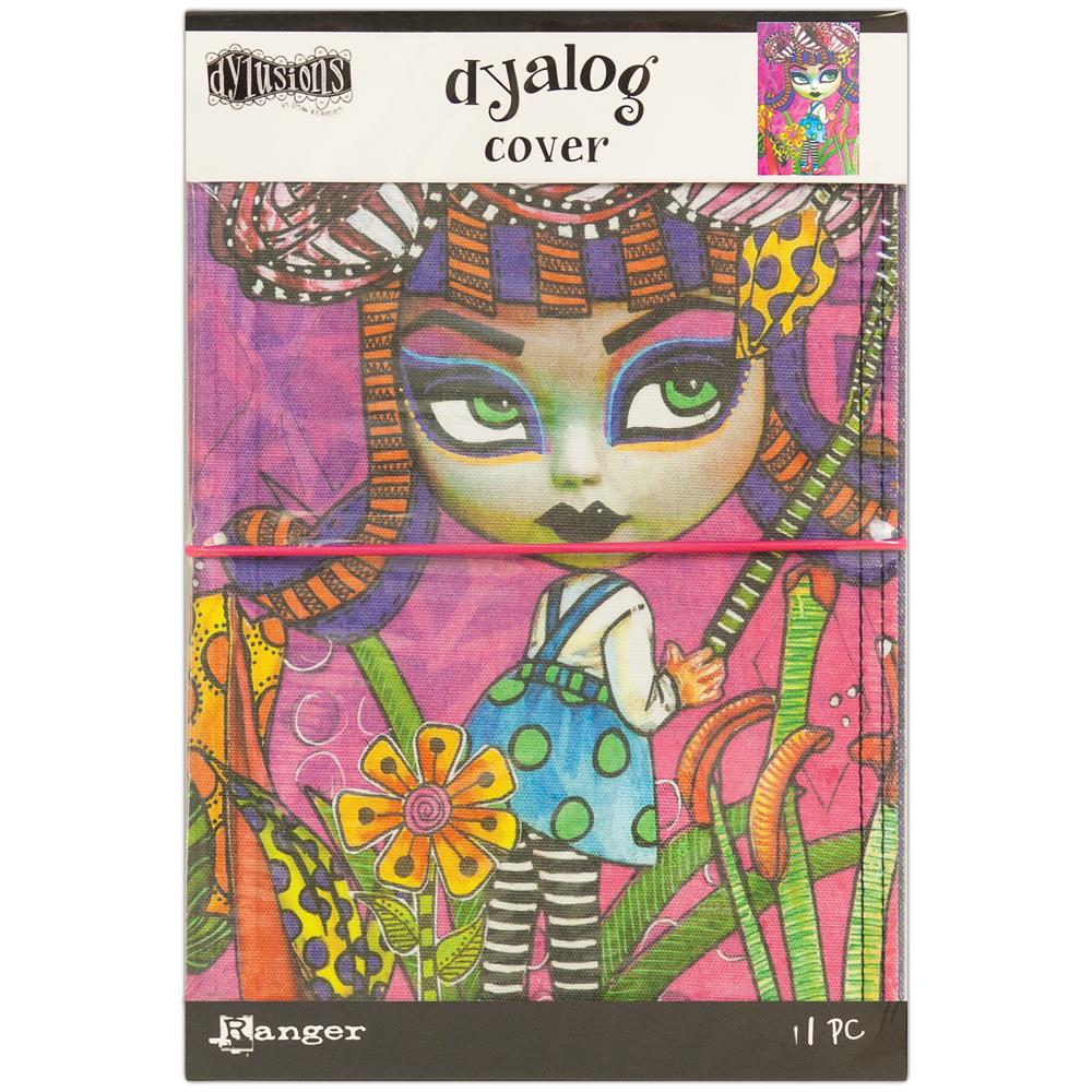 Believe (The Purple Edition) - Dyalog Canvas Cover ... Dylusions by Dyan Reaveley ... A5 canvas planner cover with elastic closures and printed with Dyan's big headed doll in a glorious floral garden on a fuchsia and purple background. Her glorious garden is filled with giant flowers and toadstools. The inside of the cover is also purple and pink, edged in indigo scallops, with wisdom written in Dyan's beautiful stylish lettering : Life can be hard, your art shouldn't be.