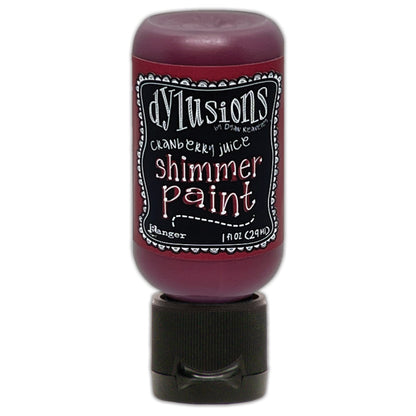 Cranberry Juice (deep red) - Dylusions Shimmer Acrylic Paint by Dyan Reaveley and Ranger Ink ... Vibrant Mica Infused Pearlescent Gorgeous Colours - Flip Cap Bottle 1 fl oz (29ml). Dyan Reaveley's Dylusions acrylic paint is a beautiful sparkly shimmer. These are not simply a flash of iridescence or white pearl, these are colourful through and through! Smooth, blendable, waterbased acrylic paint, easy to use, quick drying, layerable.