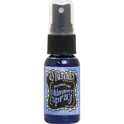 photo of Periwinkle blue - Dylusions by Dyan Reaveley Shimmer Spray by Ranger . A gorgeous range of vibrant, mica rich, pearlescent and shimmery, colourful inks by Ranger. A watersoluble infusion of richly pigmented and or metallic mica blended into Dylusions ink with fine nozzle sprayer. Dylusions Shimmer Sprays are designed to meet Dyan Reaveley's specifications for art journaling and mixed media.