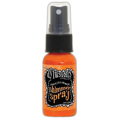 photo of Squeezed Orange - Dylusions by Dyan Reaveley Shimmer Spray by Ranger . A gorgeous range of vibrant, mica rich, pearlescent and shimmery, colourful inks by Ranger. A watersoluble infusion of richly pigmented and or metallic mica blended into Dylusions ink with fine nozzle sprayer. Dylusions Shimmer Sprays are designed to meet Dyan Reaveley's specifications for art journaling and mixed media.