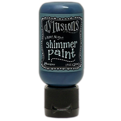Balmy Night, dark cool blue - Dylusions Shimmer Acrylic Paint by Dyan Reaveley ... Vibrant Mica Infused Pearlescent Gorgeous Colours - Flip Cap Bottle 1 fl oz (29ml). Dyan Reaveley's Dylusions acrylic paint is a beautiful sparkly shimmer. These are not simply a flash of iridescence or white pearl, these are colourful through and through! Smooth, blendable, waterbased acrylic paint, easy to use, quick drying, layerable.