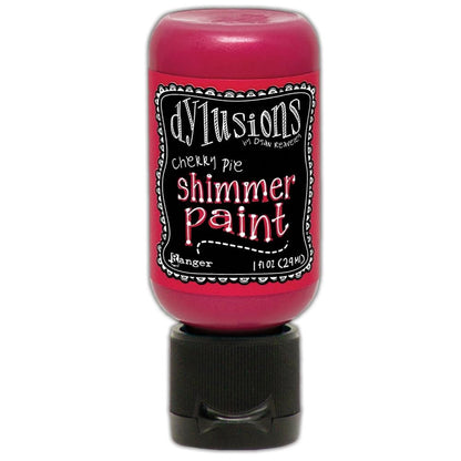 Cherry Pie - Dylusions Shimmer Acrylic Paint by Dyan Reaveley ... Vibrant Mica Infused Pearlescent Gorgeous Colours - Flip Cap Bottle 1 fl oz (29ml). Dyan Reaveley's Dylusions acrylic paint is a beautiful sparkly shimmer. These are not simply a flash of iridescence or white pearl, these are colourful through and through! Smooth, blendable, waterbased acrylic paint, easy to use, quick drying, layerable.