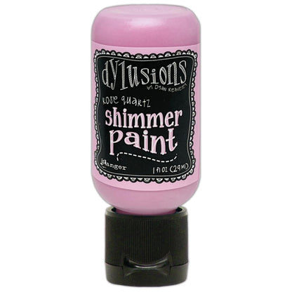 Rose Quartz - Dylusions Shimmer Acrylic Paint by Dyan Reaveley ... Vibrant Mica Infused Pearlescent Gorgeous Colours - Flip Cap Bottle 1 fl oz (29ml). Dyan Reaveley's Dylusions acrylic paint is a beautiful sparkly shimmer. These are not simply a flash of iridescence or white pearl, these are colourful through and through! Smooth, blendable, waterbased acrylic paint, easy to use, quick drying, layerable.
