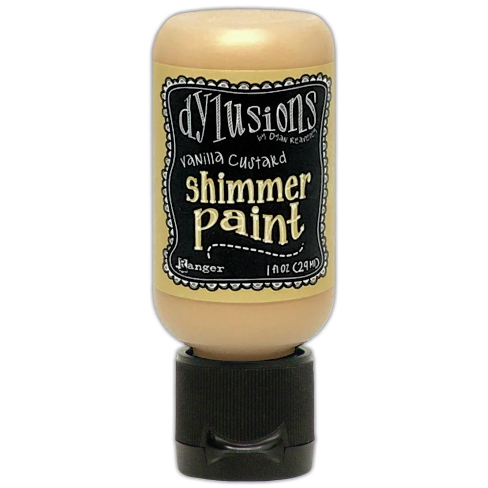 Vanilla Custard - Dylusions Shimmer Acrylic Paint by Dyan Reaveley ... Vibrant Mica Infused Pearlescent Gorgeous Colours - Flip Cap Bottle 1 fl oz (29ml). Dyan Reaveley's Dylusions acrylic paint is a beautiful sparkly shimmer. These are not simply a flash of iridescence or white pearl, these are colourful through and through! Smooth, blendable, waterbased acrylic paint, easy to use, quick drying, layerable.