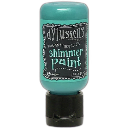Vibrant Turquoise - Dylusions Shimmer Acrylic Paint by Dyan Reaveley ... Vibrant Mica Infused Pearlescent Gorgeous Colours - Flip Cap Bottle 1 fl oz (29ml). Dyan Reaveley's Dylusions acrylic paint is a beautiful sparkly shimmer. These are not simply a flash of iridescence or white pearl, these are colourful through and through! Smooth, blendable, waterbased acrylic paint, easy to use, quick drying, layerable.