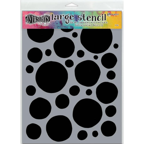 Boulders ... Large (9"x12") Stencil - by Dyan Reaveley of Dylusions.  This versatile stencil features a series of round shapes - circles, spots, dots, holes - of varying sizes, mingled together for you to mix and match with all your other favourite stencils and masks. Let your imagination be your guide and have fun!  Size of the patterns (approx) : all the circles vary in size from 7mm wide to 72mm wide.