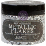 Metallic Flakes - Finnabair Art Ingredients by Prima Marketing ... fragments of metal foil leaf to add stunning effects and gilded finish to mixed media, sculpture, frames, home decor and visual arts. 150ml (5 fl oz) jar. Photo showing the jar of silver leaf.