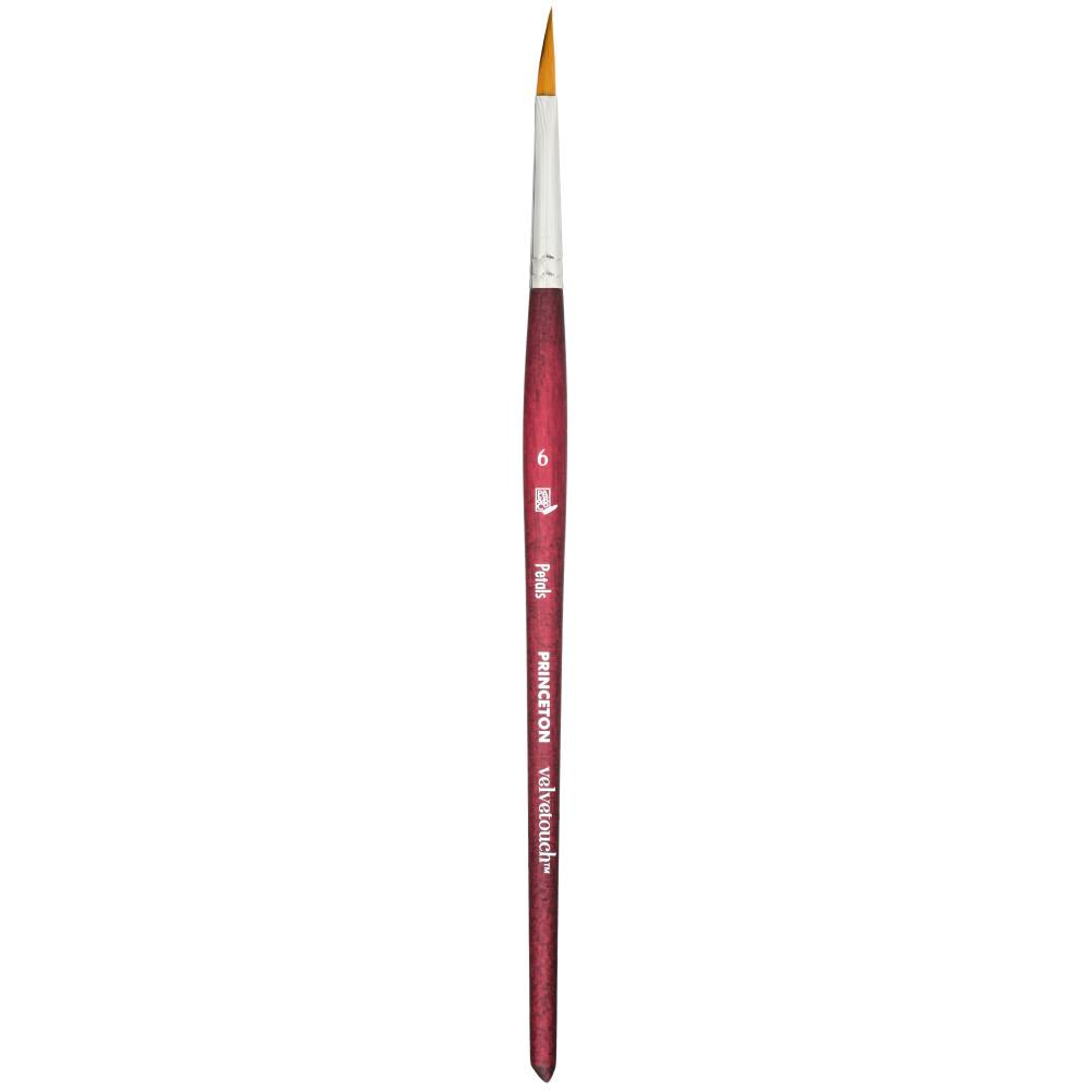 Petals (Dagger) no.6 - Velvetouch All Media Paint Brush by Princeton... artist quality paint brush with flexible synthetic bristles as a wide triangular brush-head with a sharply tapered, shapely pointy tip. Wooden handle with a velvety, lightweight and balanced feel. Ideal for painting, crafting, visual arts.