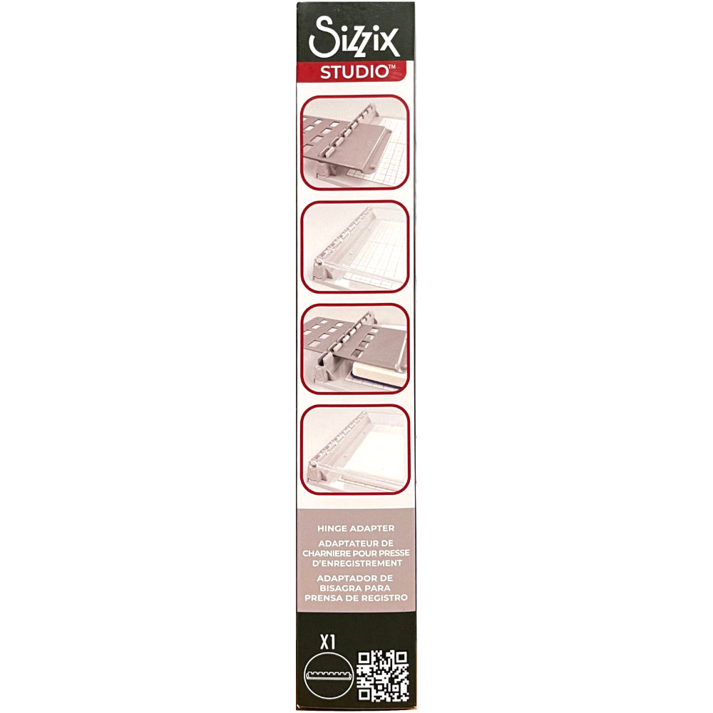 Deep Hinge Adaptor ... Sizzix Studio Mixed Media. For enabling your Sizzix Stamp Platform (sold separately) to be used with books, canvas, artboards and other large surfaces.

Spare adaptor to use for perfectly aligning stamps to create multiples of one design, stamp words and phrases inside books (easily restamping in the exact same place if miss-inked or multi colour stamping), layer patterns, line up designs. Packaging includes ... spare hinge approx 3cm deep with basic instructions.
