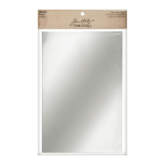 Mirrored Sheets ... Idea-Ology by Tim Holtz - adhesive backed sheets of highly reflective material that can be cut or used whole, for use as embellishments for scrapbooking, papercrafts, craft decor, display makes, creative visual arts and mixed media projects (TH93029). 2 (two) sheets, each 6" x 9" (15cm x 23cm). Use this mirrored surface to create miniature mirrors, silver trays, reflective element in your artwork. Ideal for Vignette boxes and trays, dollhouses, model train dioramas, visual creative arts.