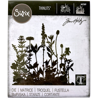 Flower Field ... Thinlits Die Cutting Templates by Tim Holtz, made by Sizzix (no.665369).

What a beautiful background of silhouette wildflowers and tall foliage with flowers and leaves, to use in your art, whether be for the background of other features, a cover of a book with dimension or the start of something bigger! Use for greeting cards, tags, off the page creations, add layers to cards, scrapbook pages, journaling. This set contains 1 template. Overall piece is (approx) : 4 1/2" x 5 3/4".