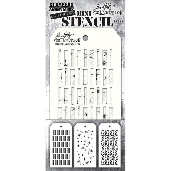 Tim Holtz Layering Mini Stencil - Set 57 - Berry Leaves Sticks Twinkle - NEW!