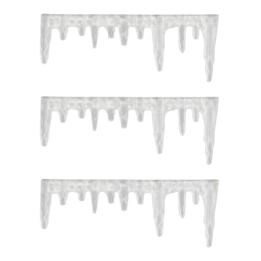 Icicles - transparent acrylic drippy looking shapes - by Tim Holtz Idea-Ology ... miniature icicle strips used for decoration, assemblage or party decor. 3 (three) pieces.

Create an ornament or decorative display, use to layer in your journal or scrapbook page, turn into drippy paint or candle wax, use up or down (hanging or growing) or use this arty treasure for any other visual arts project you can dream up and create. Photo of the icicles.