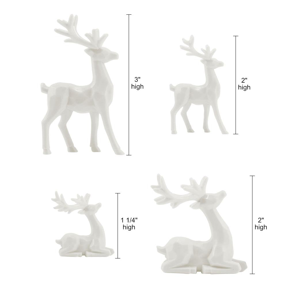 Salvaged Reindeer - Sitting and Standing Deer, Stags ... Idea-Ology Resin Models by Tim Holtz ... 4 miniature characters made of white resin. Two sitting deer, two standing deer, one of each style. Sizes from 1 1/4" to 3" high. Add wonderful animal friends to your seasonal makes with this family of 4 (four) reindeer. Each has intricately moulded details which are emphasised when altered with alcohol inks or solvent markers. TH94360