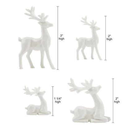 Salvaged Reindeer - Sitting and Standing Deer, Stags ... Idea-Ology Resin Models by Tim Holtz ... 4 miniature characters made of white resin. Two sitting deer, two standing deer, one of each style. Sizes from 1 1/4" to 3" high. Add wonderful animal friends to your seasonal makes with this family of 4 (four) reindeer. Each has intricately moulded details which are emphasised when altered with alcohol inks or solvent markers. TH94360