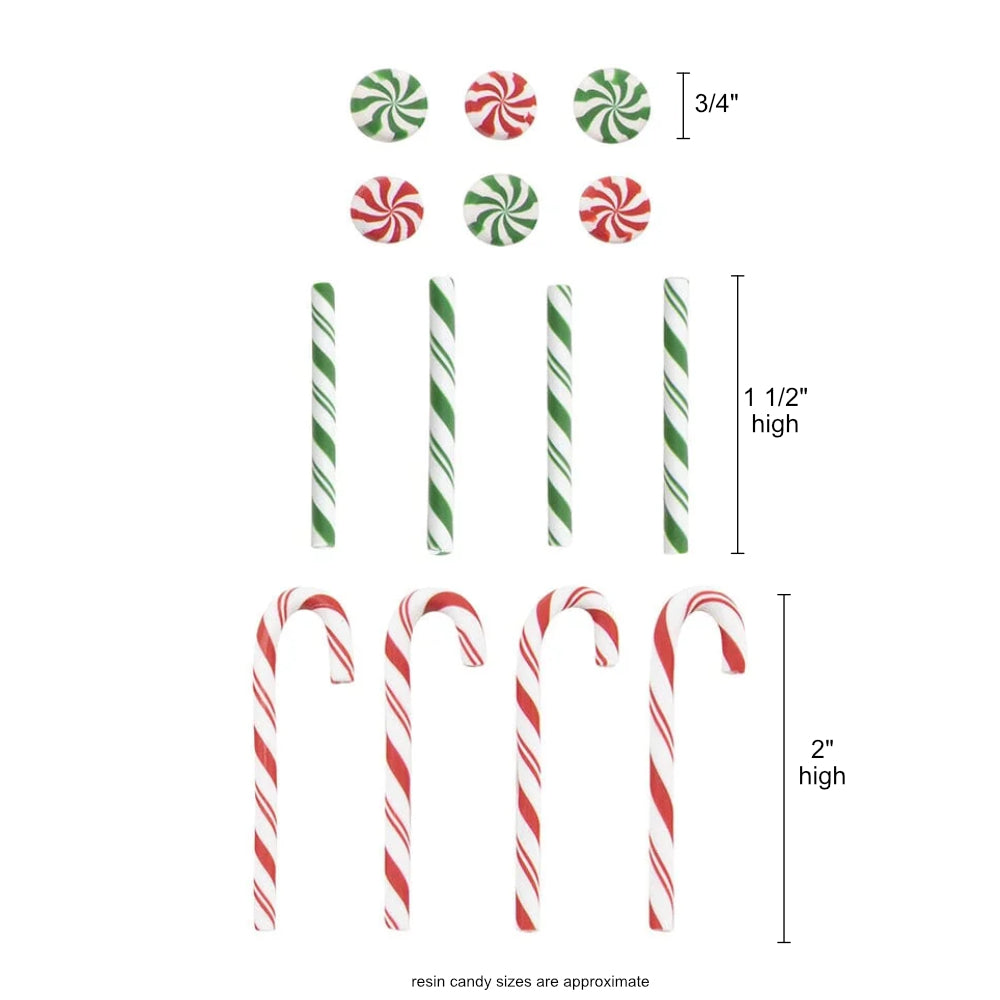 Christmas Confections - Candy Canes, Twirls and Sticks - by Tim Holtz Idea-Ology ... miniature resin sweeties used for decoration, assemblage or party decor. 14 (fourteen) pieces (4 canes, 4 sticks, 6 round twirls). TH94491
This packet contains a selection of faux sweets in the style and shape of traditional candycanes (red and white stripes), spearmint sticks (green and white stripes) and humbug twirls in red, white and green ... but they are not edible! Do not eat! Decoration only :)