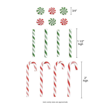 Christmas Confections - Candy Canes, Twirls and Sticks - by Tim Holtz Idea-Ology ... miniature resin sweeties used for decoration, assemblage or party decor. 14 (fourteen) pieces (4 canes, 4 sticks, 6 round twirls). TH94491
This packet contains a selection of faux sweets in the style and shape of traditional candycanes (red and white stripes), spearmint sticks (green and white stripes) and humbug twirls in red, white and green ... but they are not edible! Do not eat! Decoration only :)